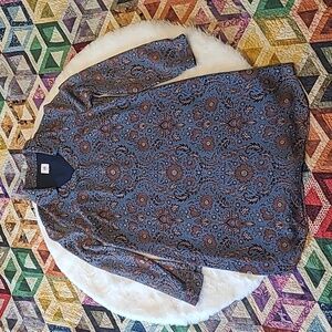 Cabi Womens Blue Floral Provincial Popover Shift Tunic Work Boho Hippie Dress MD